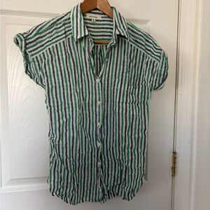 Max Studio Striped Button-Down Shirt Extra Small
